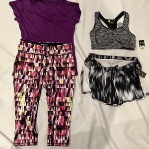 Women's Size Bundle Athletic Top Leggings Shorts Sports Bra
